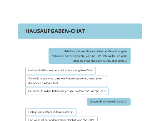 Hausaufgabenhilfe im Hausaufgaben-Chat bei sofatutor